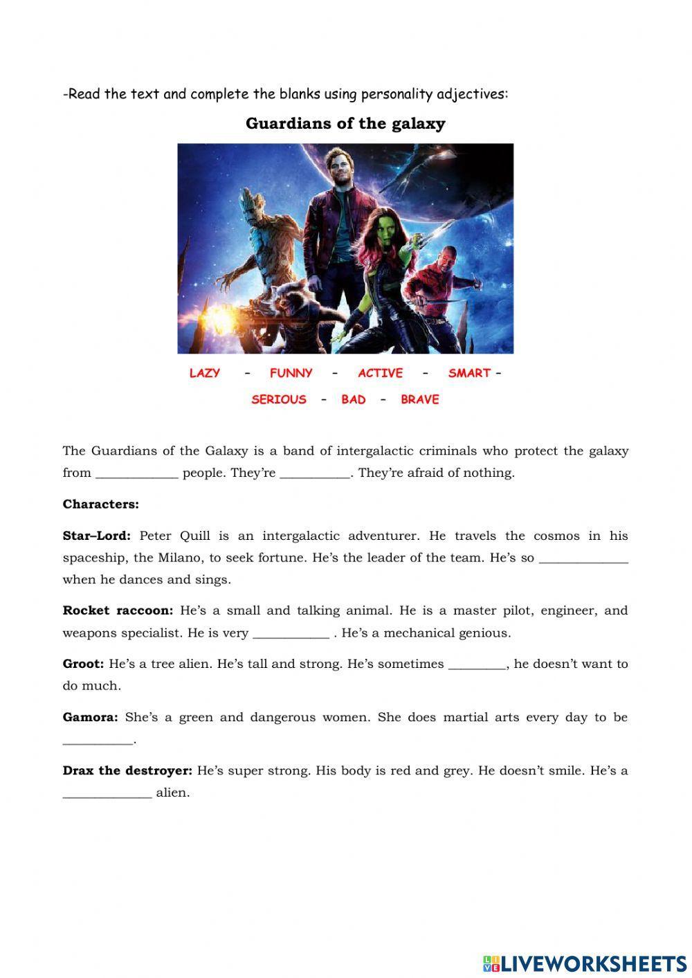 Personalities adjectives