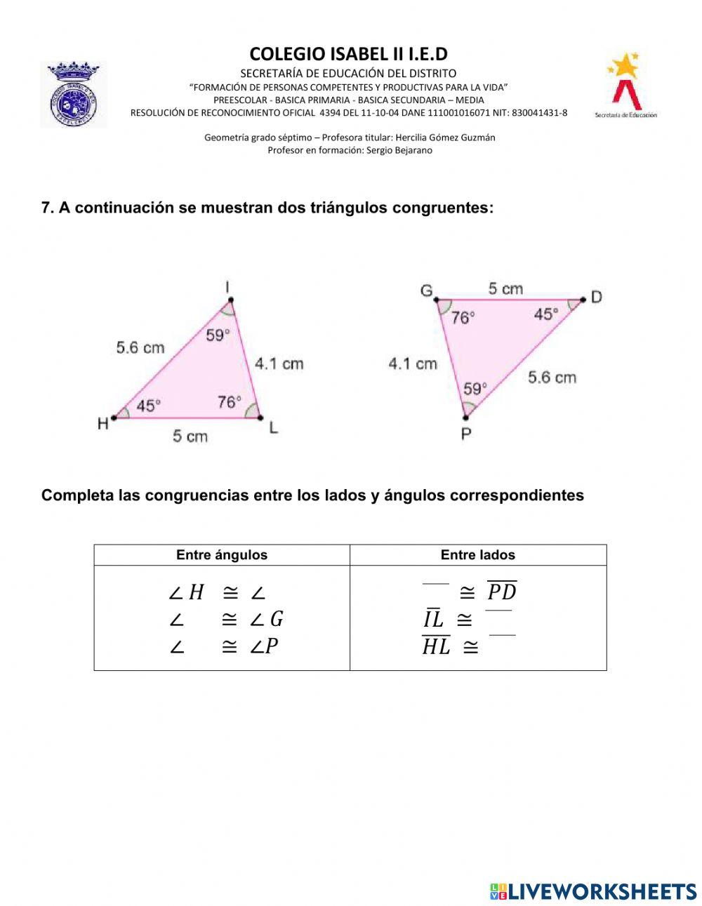 TRIÁNGULOS CONGRUENTES