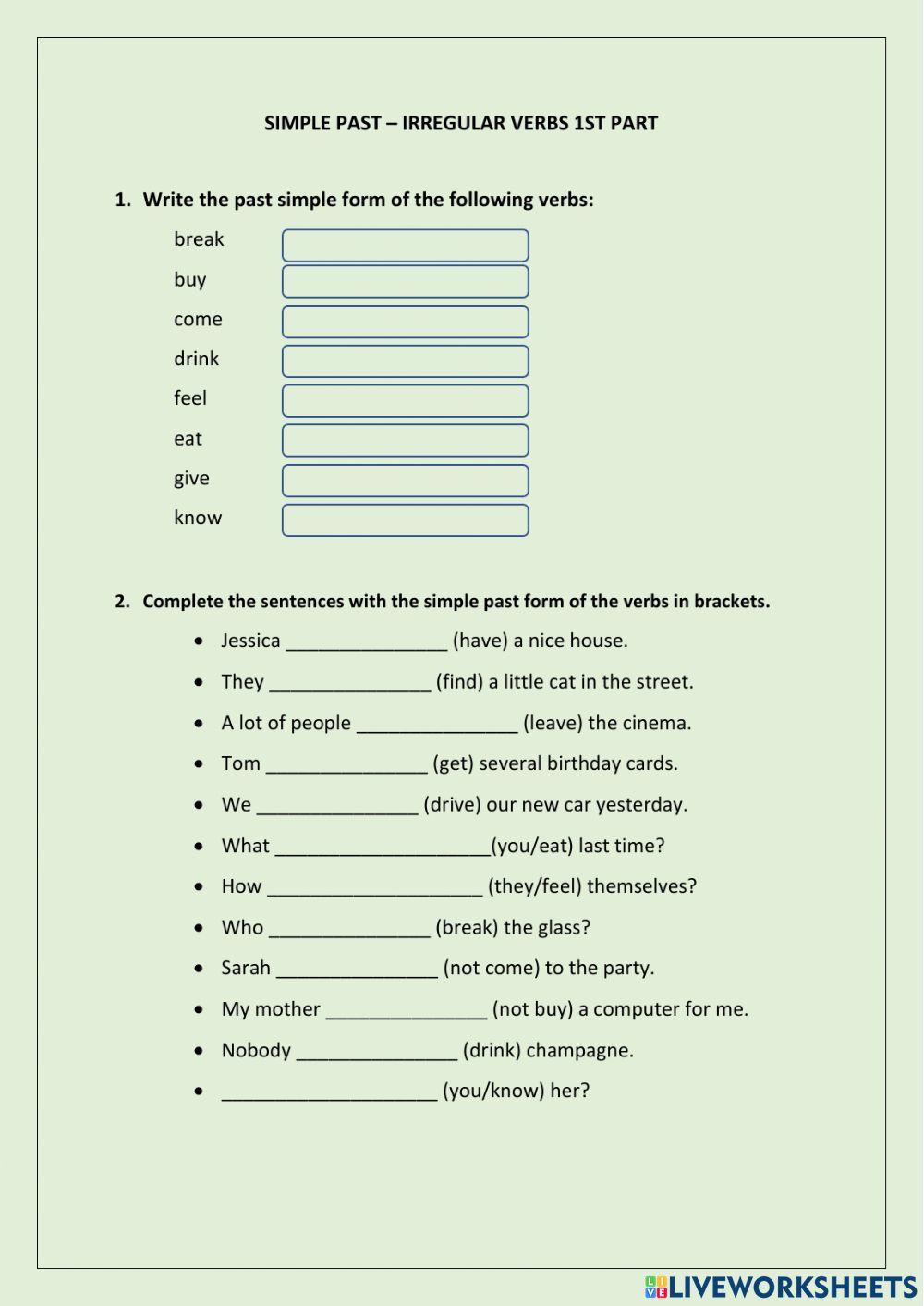 Simple past - Irregular verbs 1st part