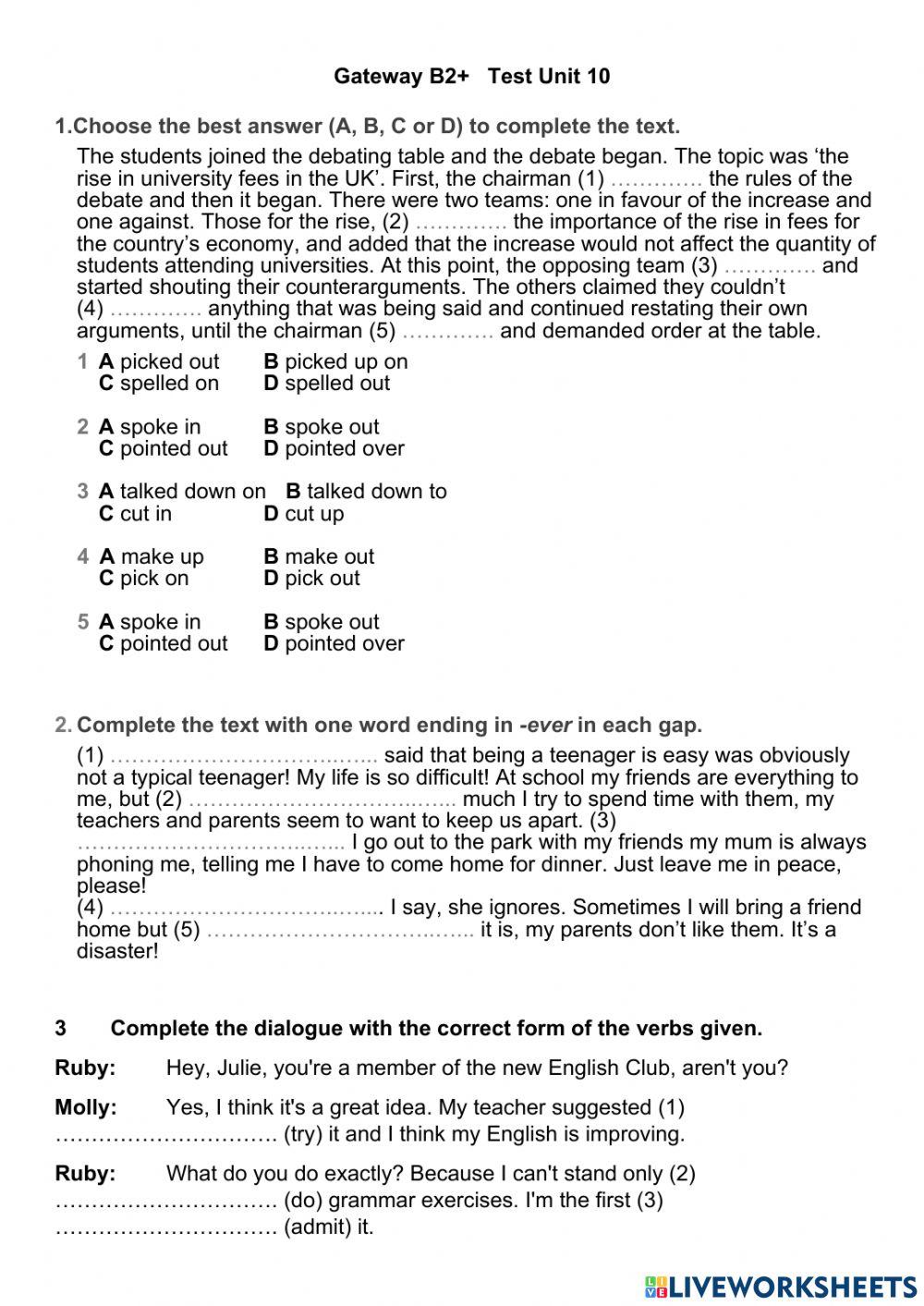 Gateway B2+  Unit 10
