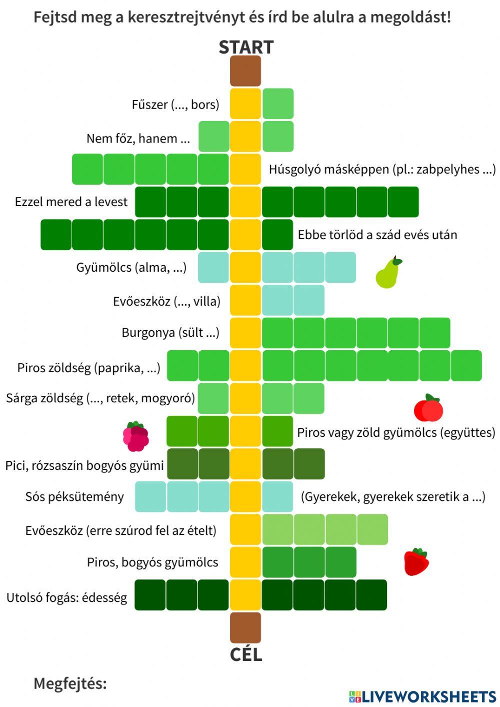 Keresztrejtvény - ételek