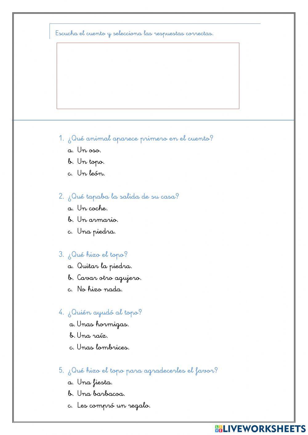 Comprension oral 1º