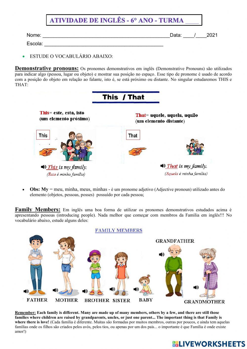 6° ano - INGLÊS - 22-04-21