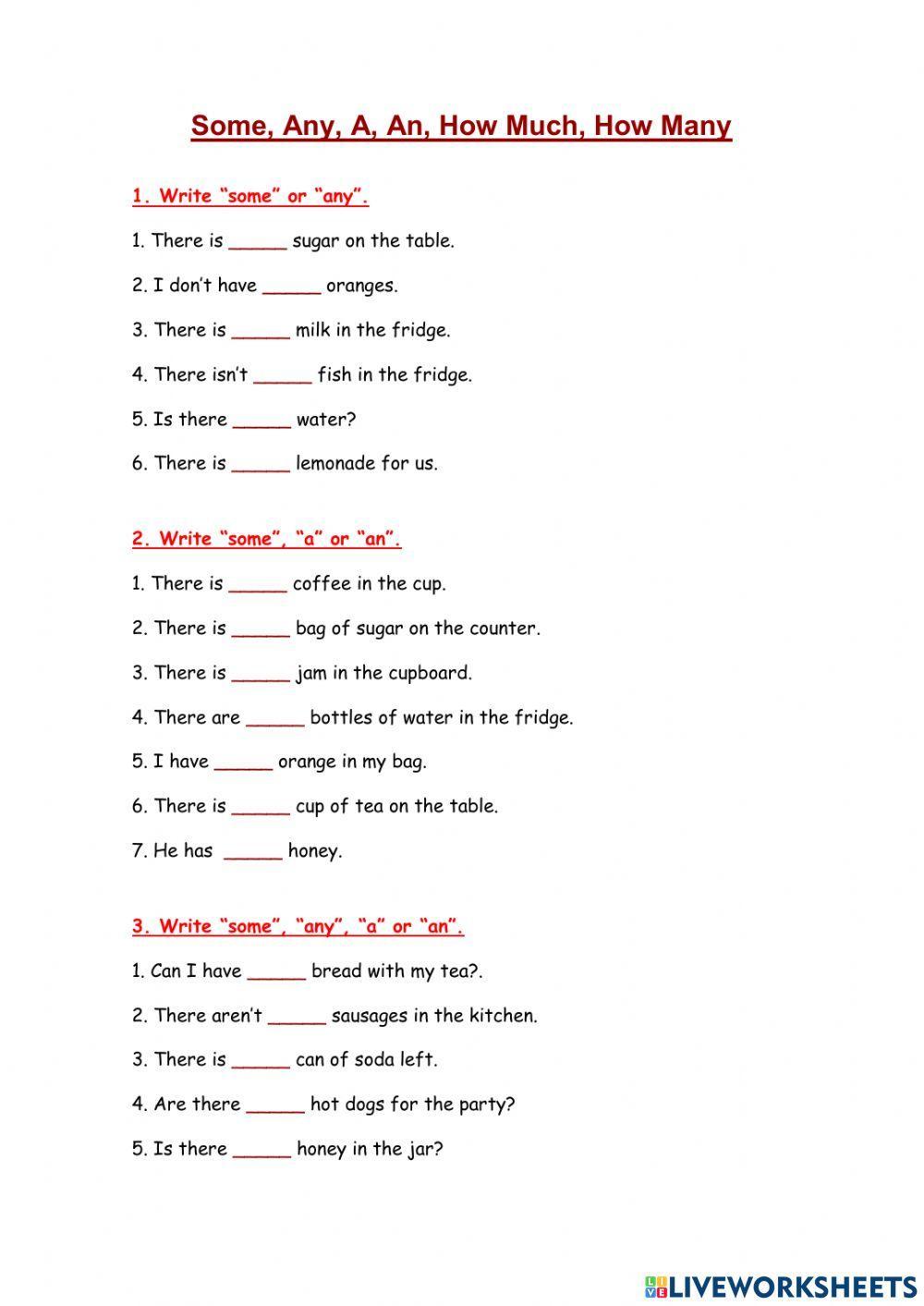 Some, any, How much, How many