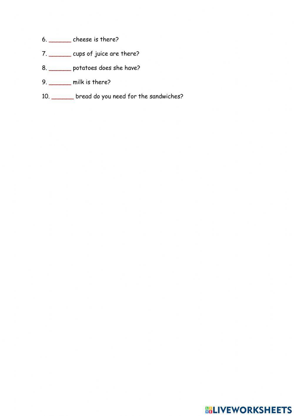 Some, any, How much, How many