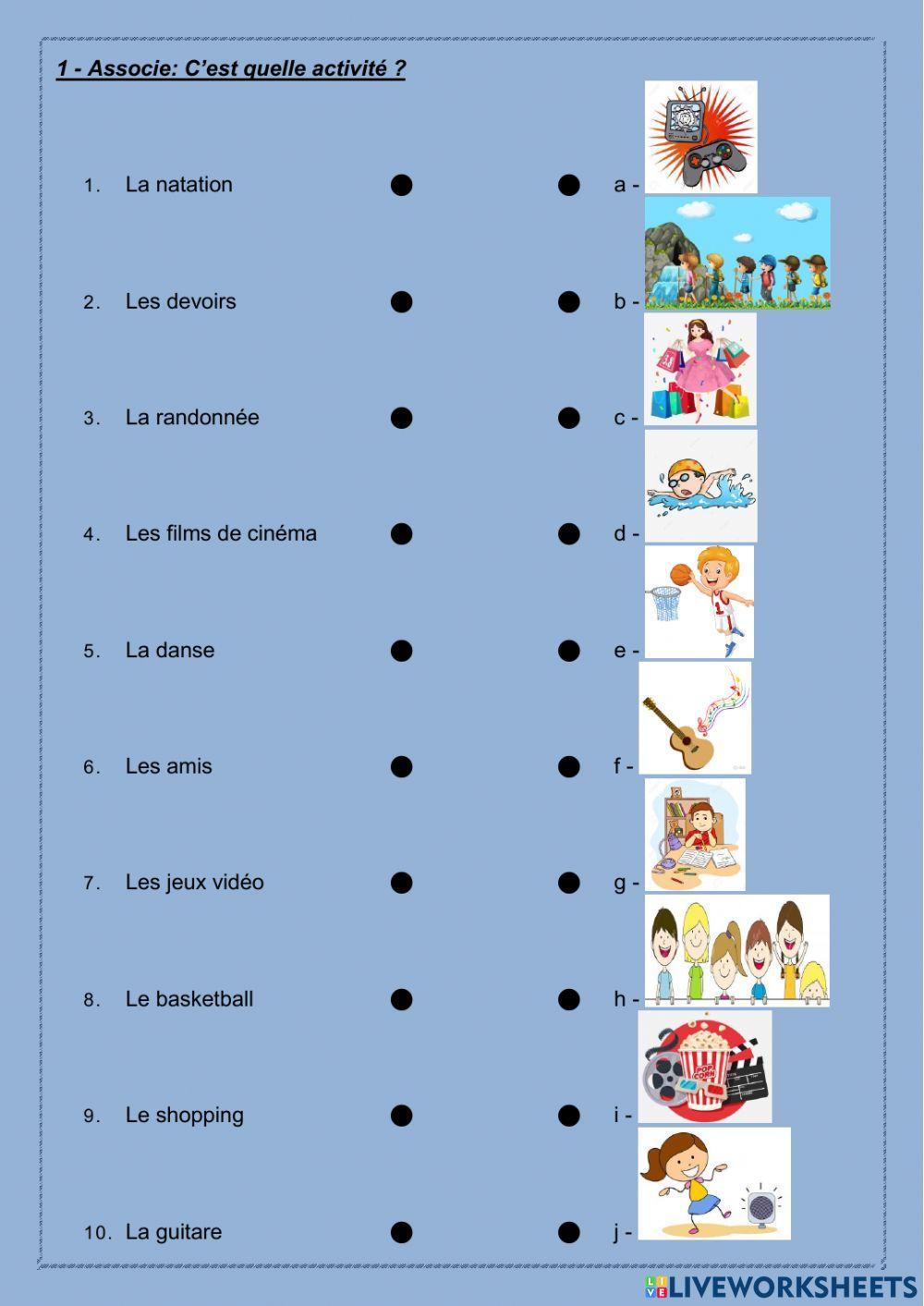 Les loisirs et les activités