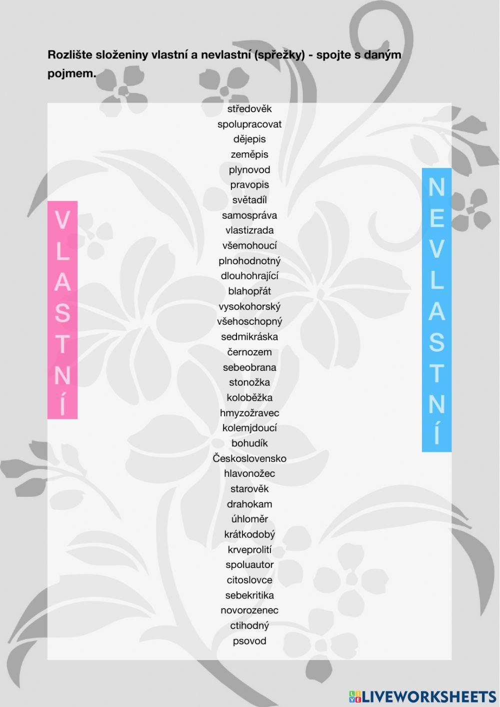 Způsoby tvoření slov - procvičování