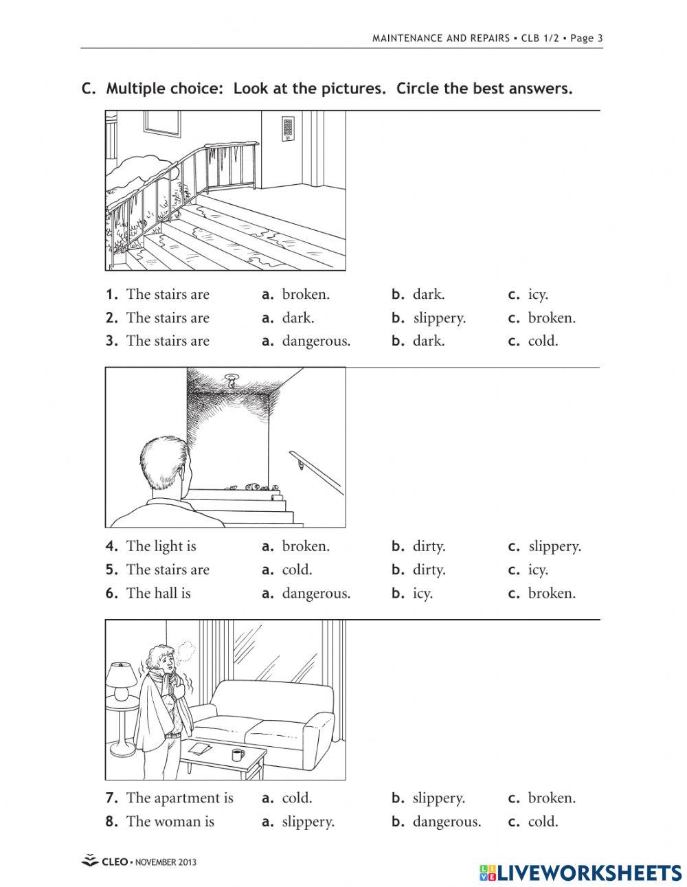 Household Problems Vocabulary Practice