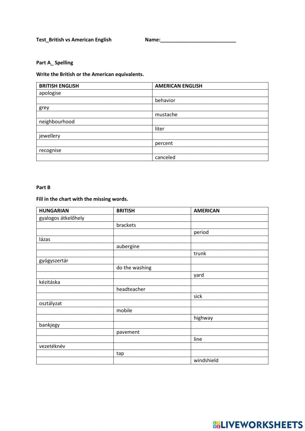 British English vs American English
