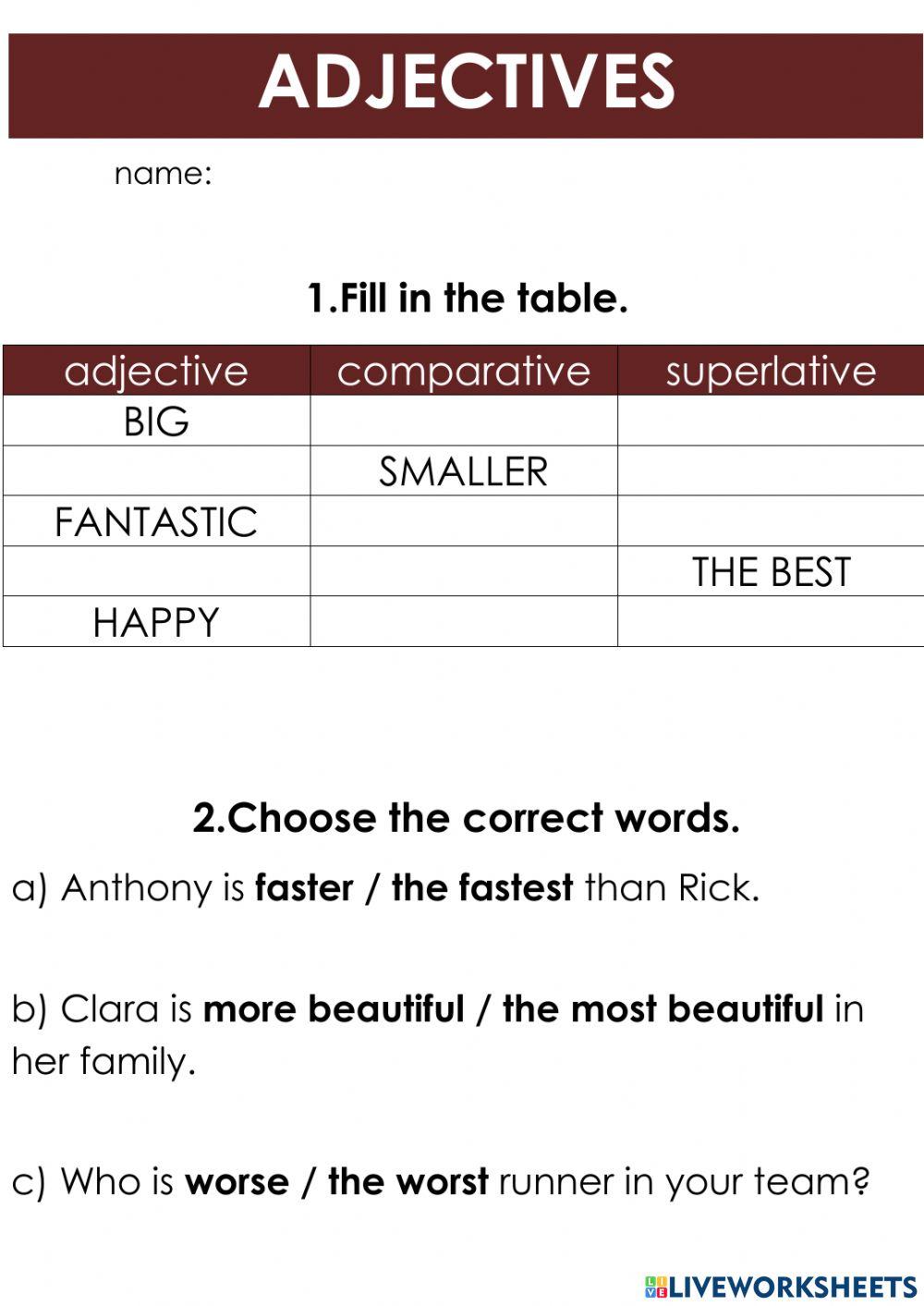 Comparatives and superlatives