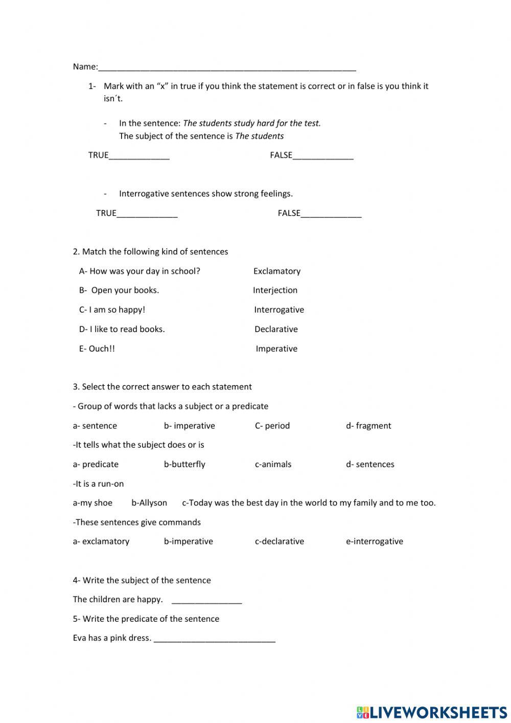 Grammar quiz online pdf worksheet Live Worksheets