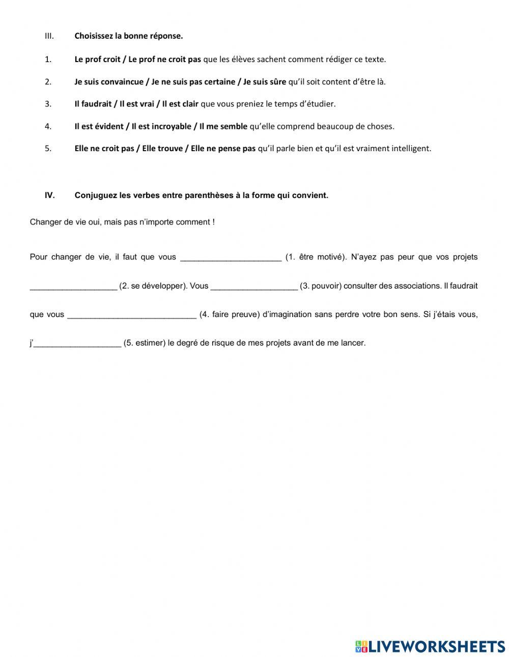 Subjonctif ou Indicatif