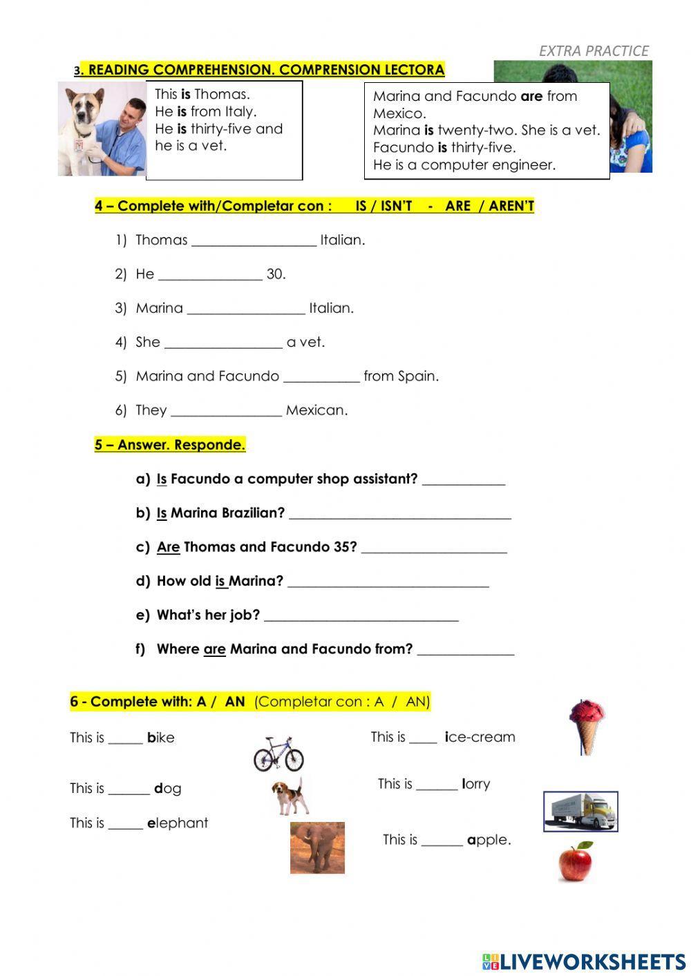 Verbo -to be- - A-An - Numbers - Plural forms
