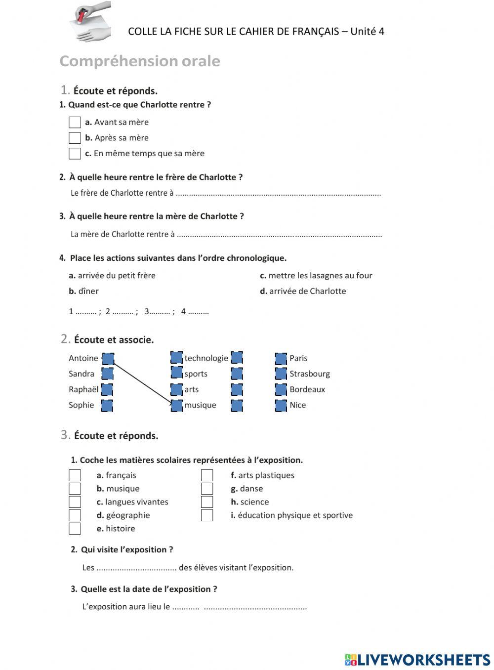 C.O. Renforcement Unité 4 Mon collège à moi