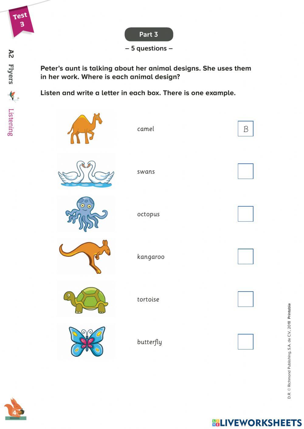Flyers Test 3 - Listening and Reading-Writing Part 3