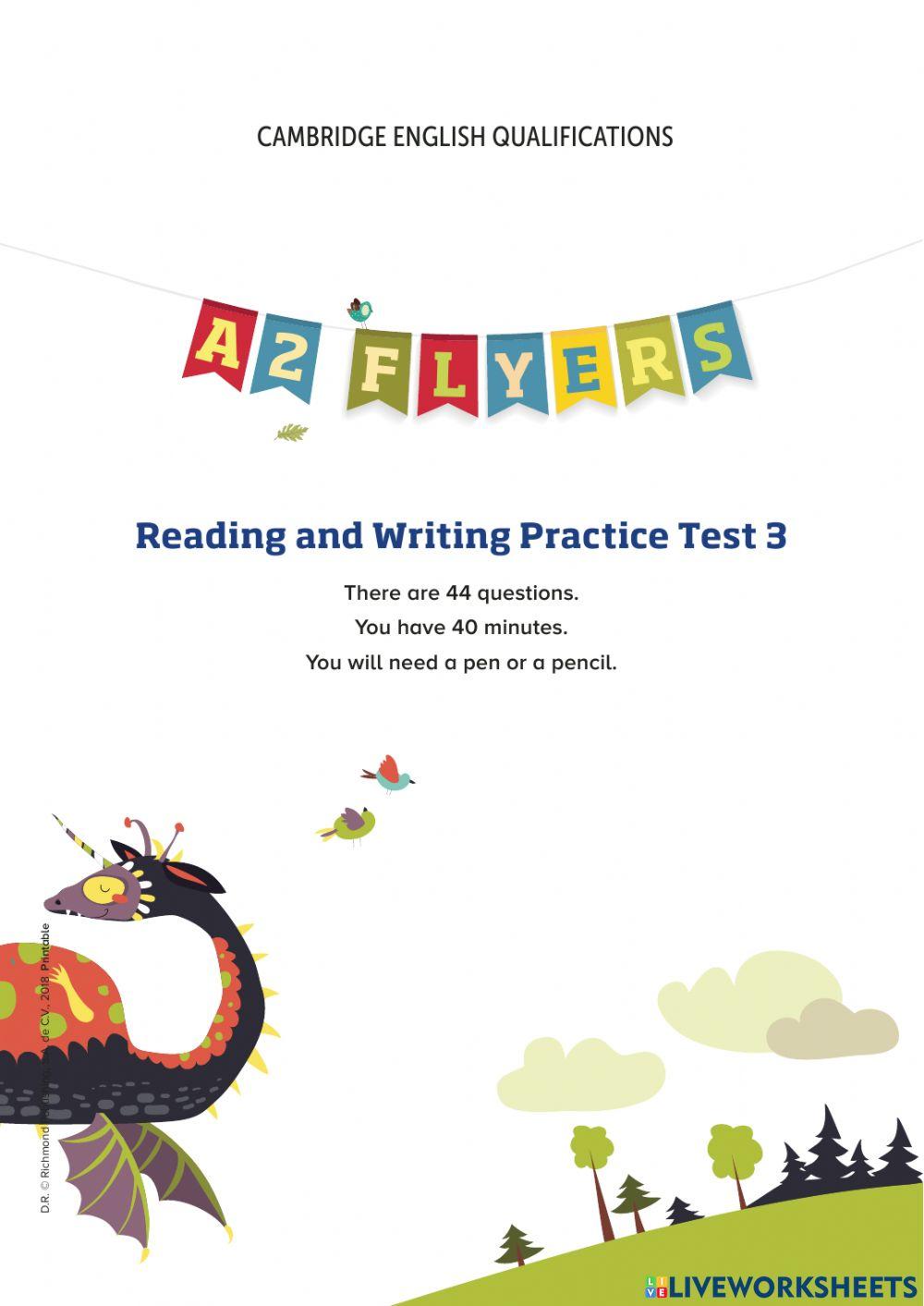 Flyers Test 3 - Listening and Reading-Writing Part 3