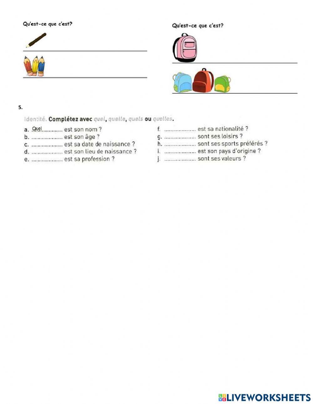 Deuxième examen en français