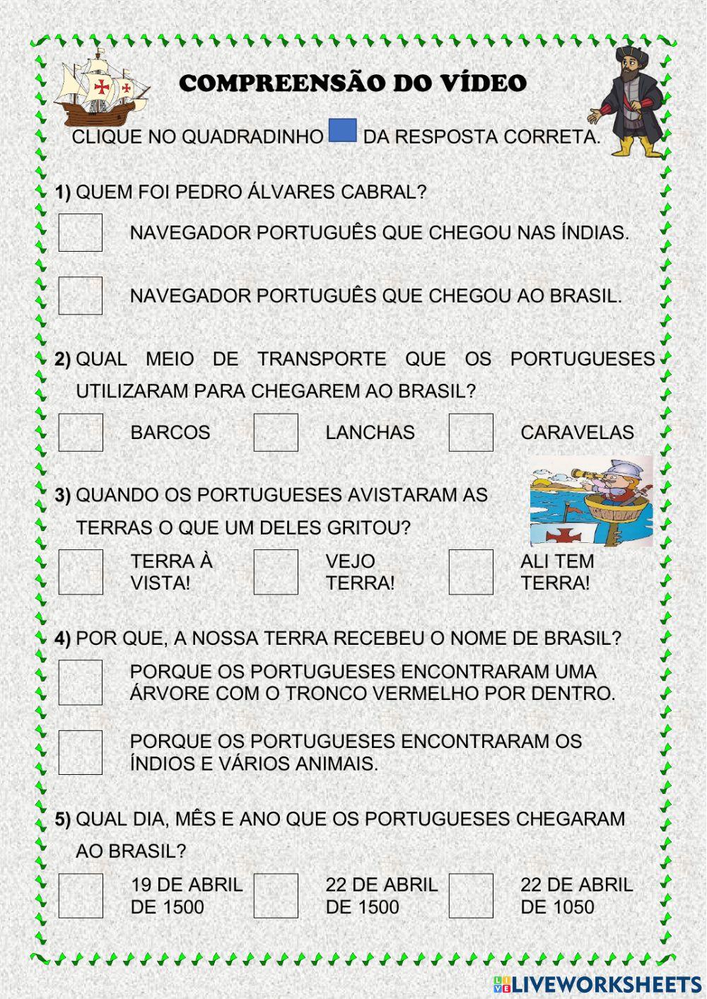 Quiz Descobrimento do Brasil