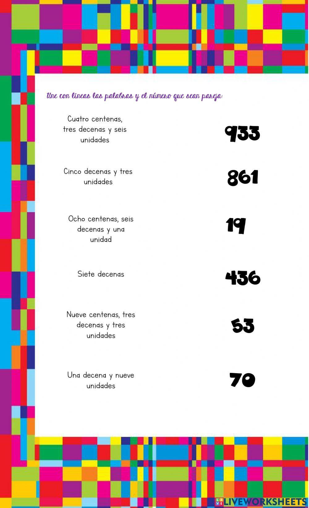 Unidades, decenas y centenas