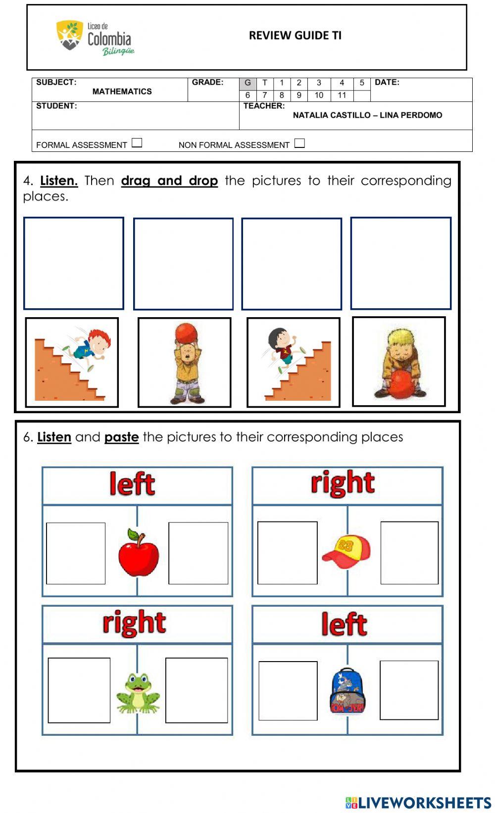 Up down left right liveworksheets 933718