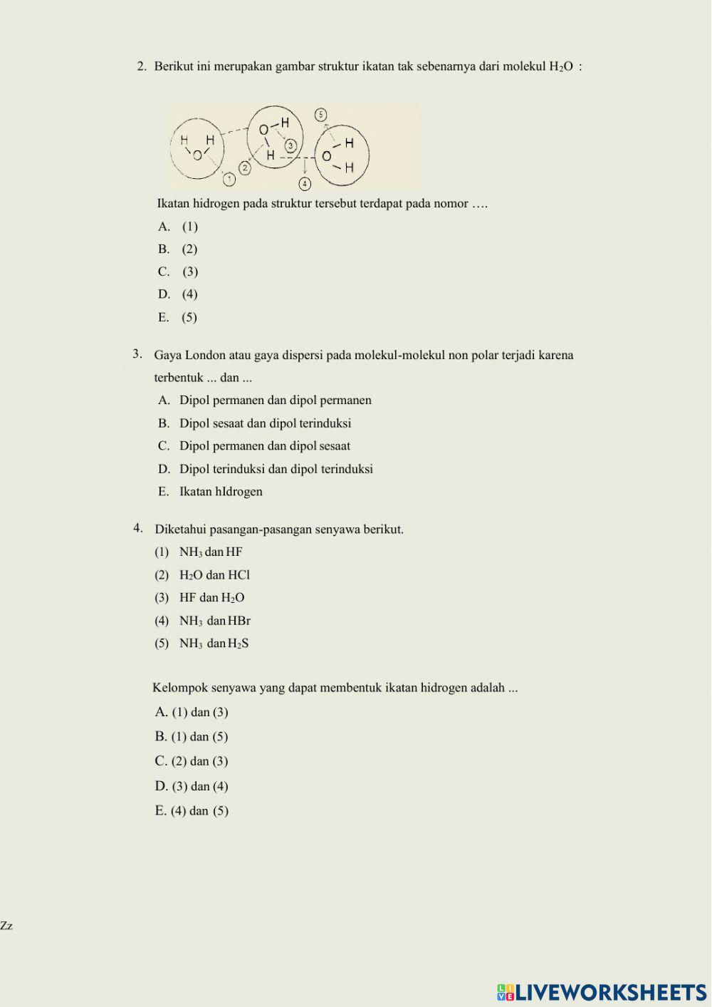 Latihan E-LKPD interaksi antar molekul