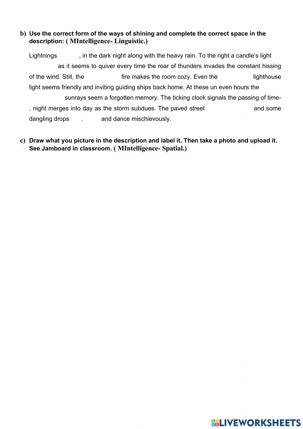 Descriptions- ways of shining