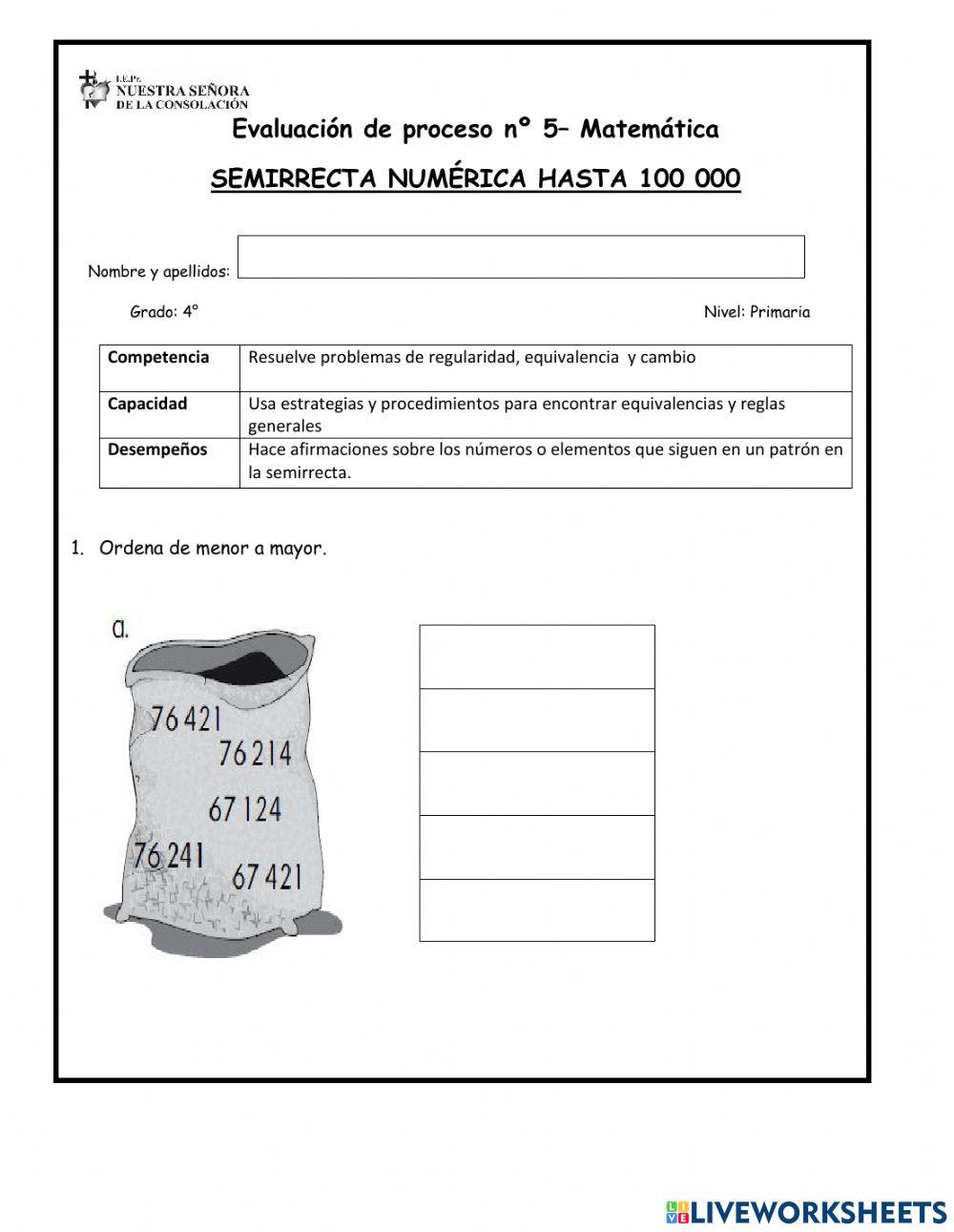 Evaluación Semirrecta 100 000