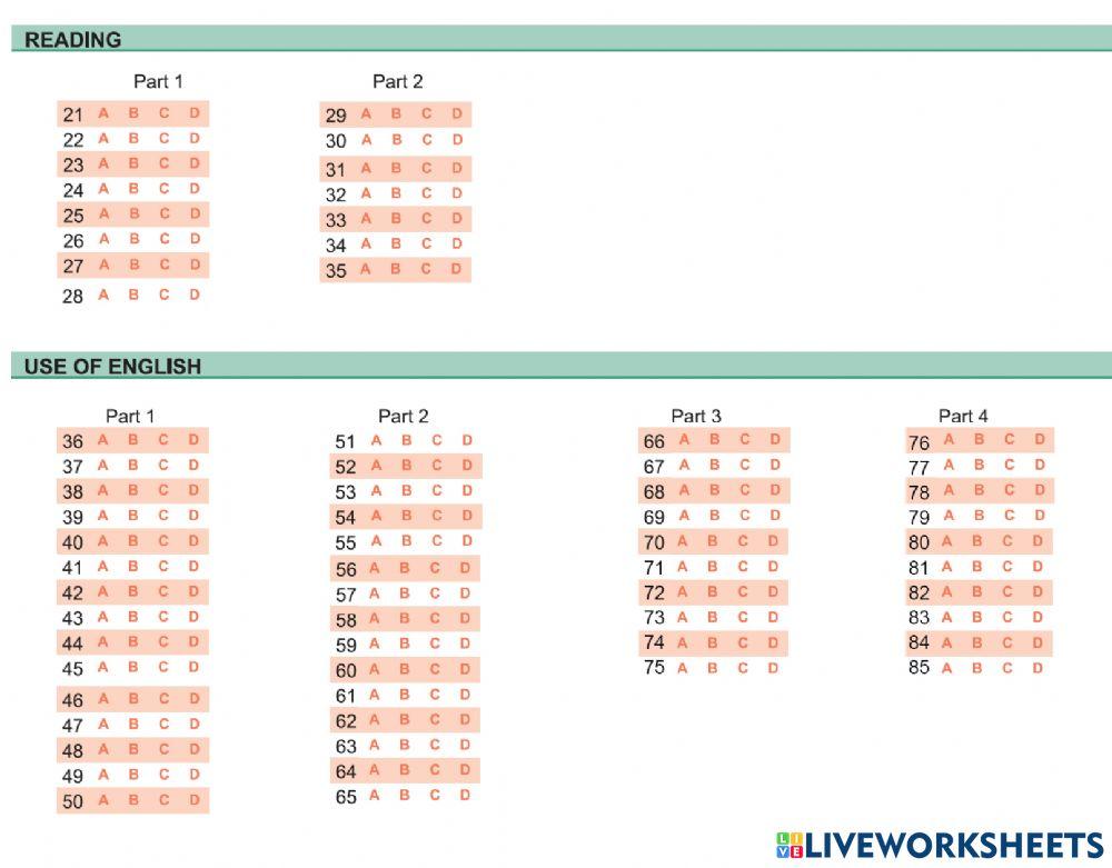 ESB C2 PT 4 - Reading - Use of English 