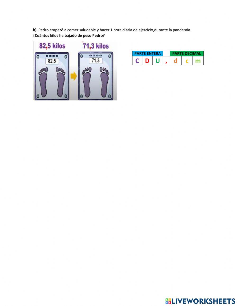 Suma y resta de números decimales