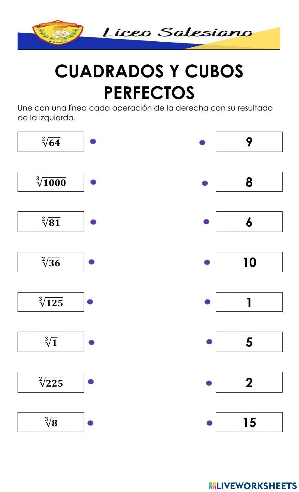 Raíces cuadradas y cúbicas