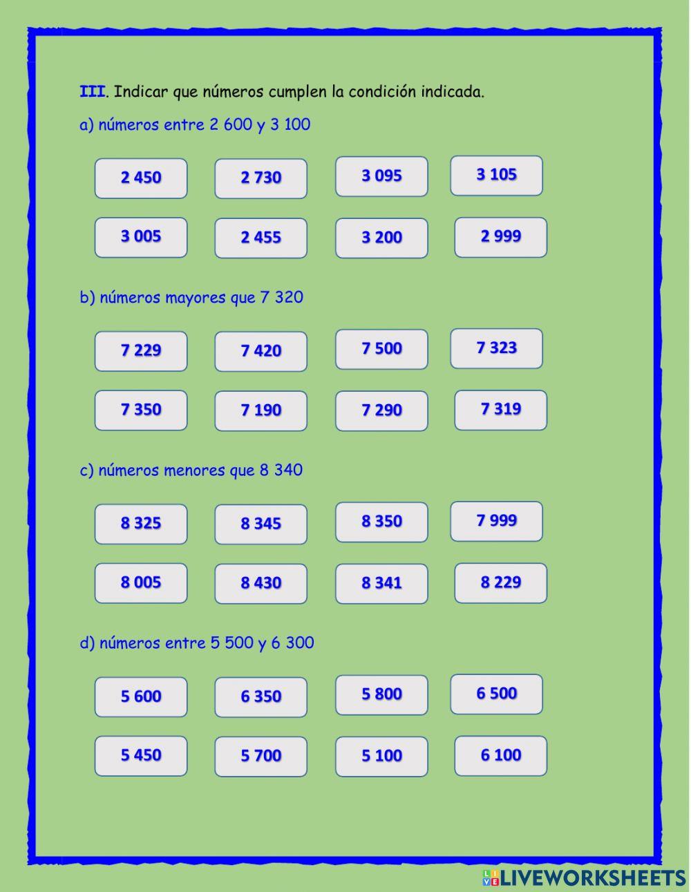 Comparación de números naturales