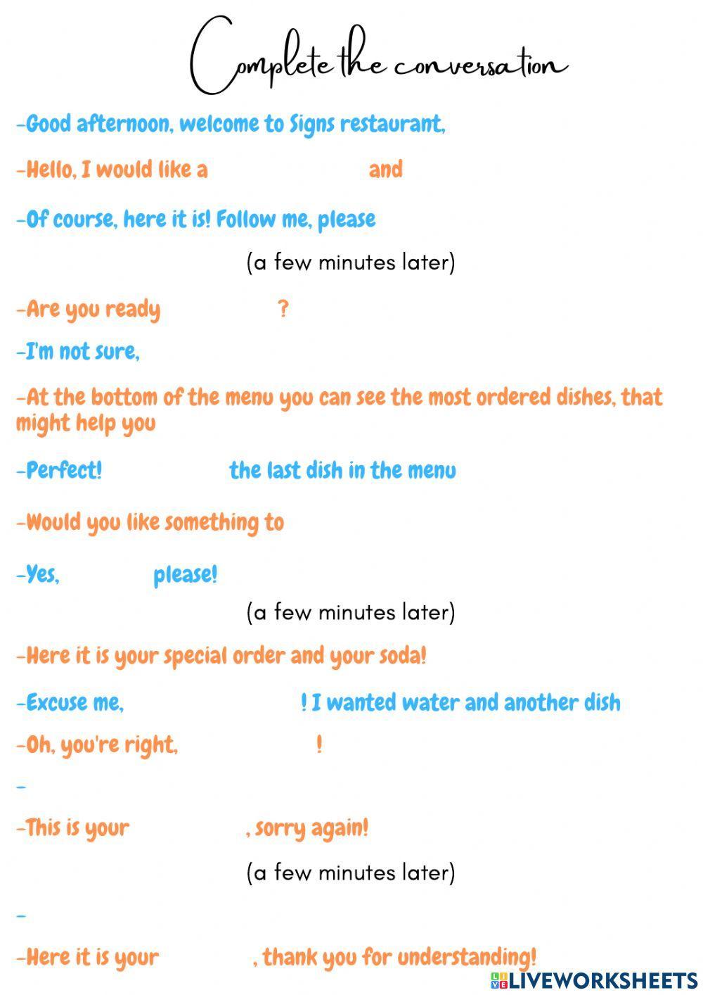 Restaurant conversation