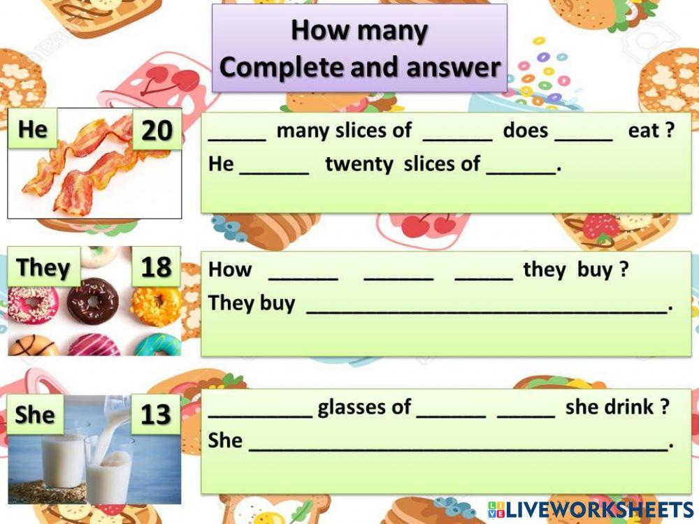 Yummy food! Complete and answer