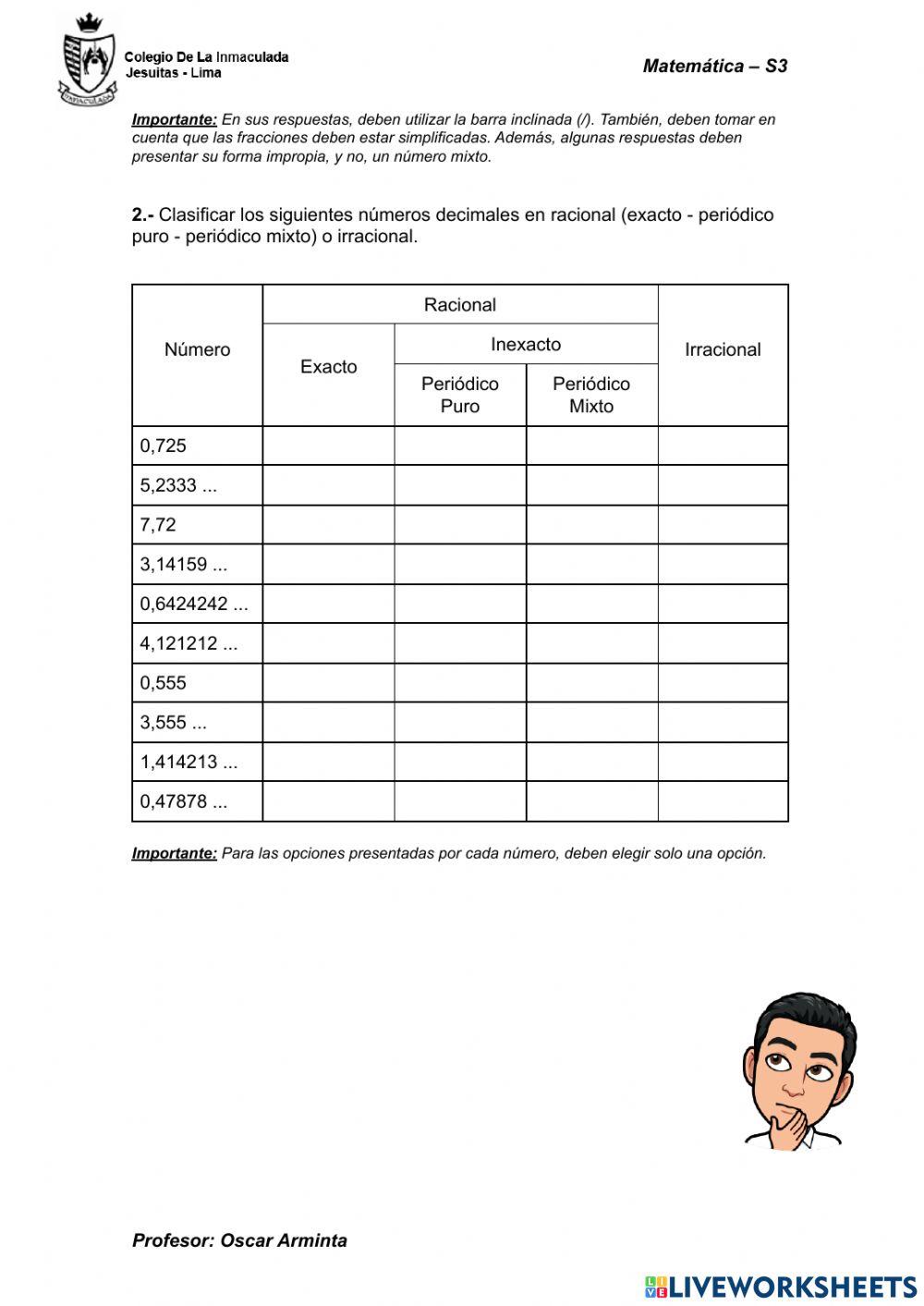 Números racionales + Interés simple