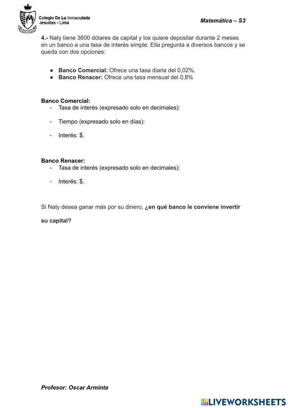 Números racionales + Interés simple