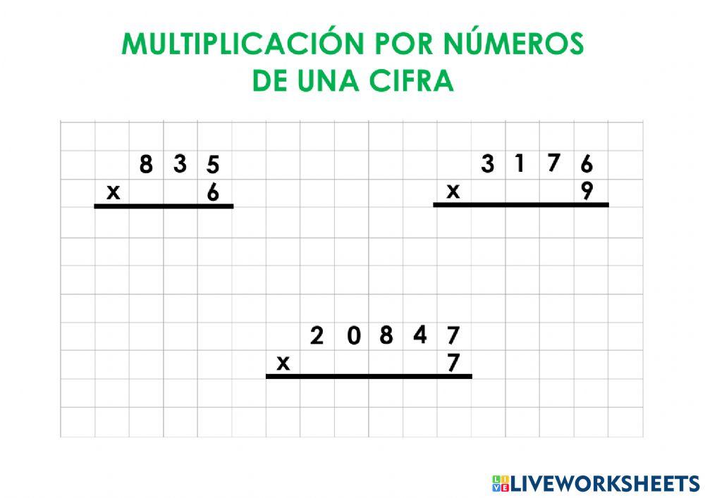Multiplicación por números de una cifra
