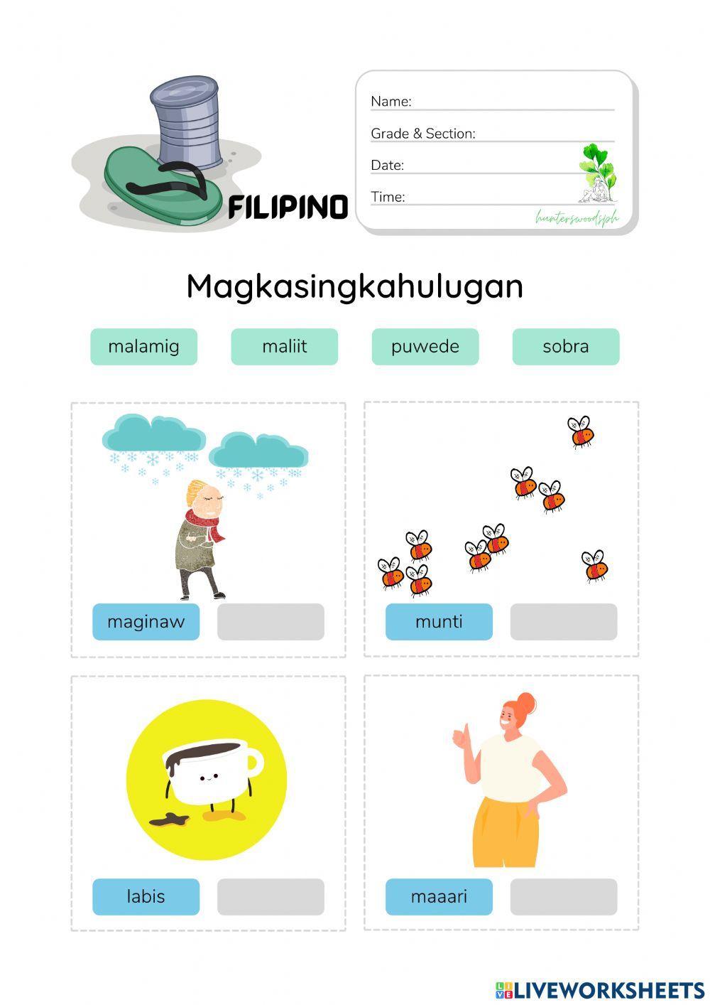 Magkasingkahulugan with Pictures (HuntersWoodsPH Filipino)