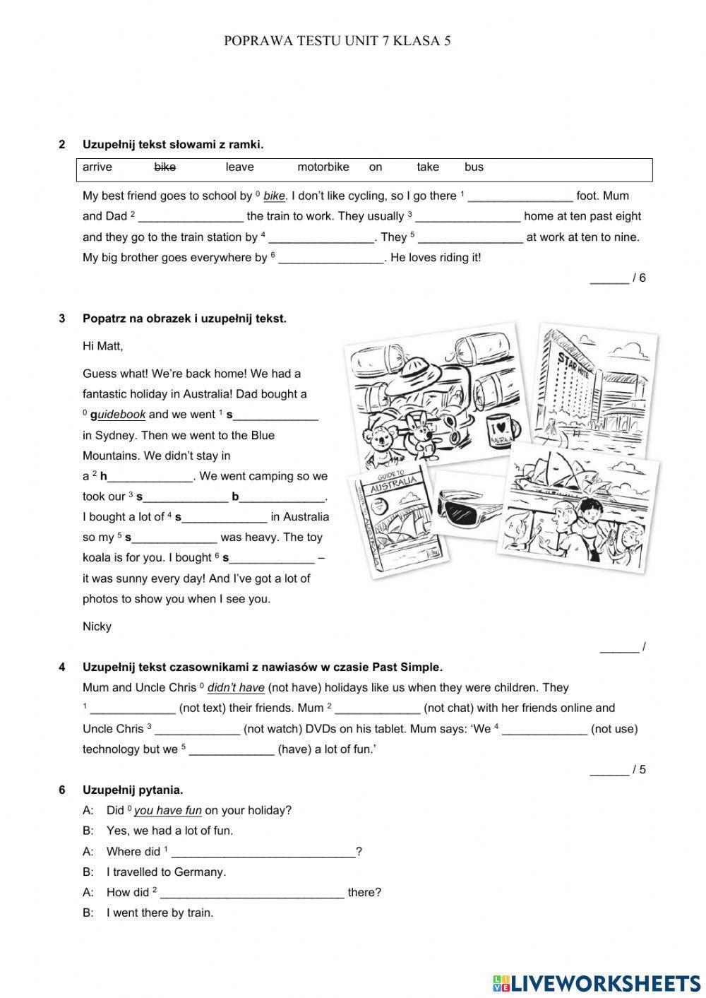 Poprawa unit 7 class 5