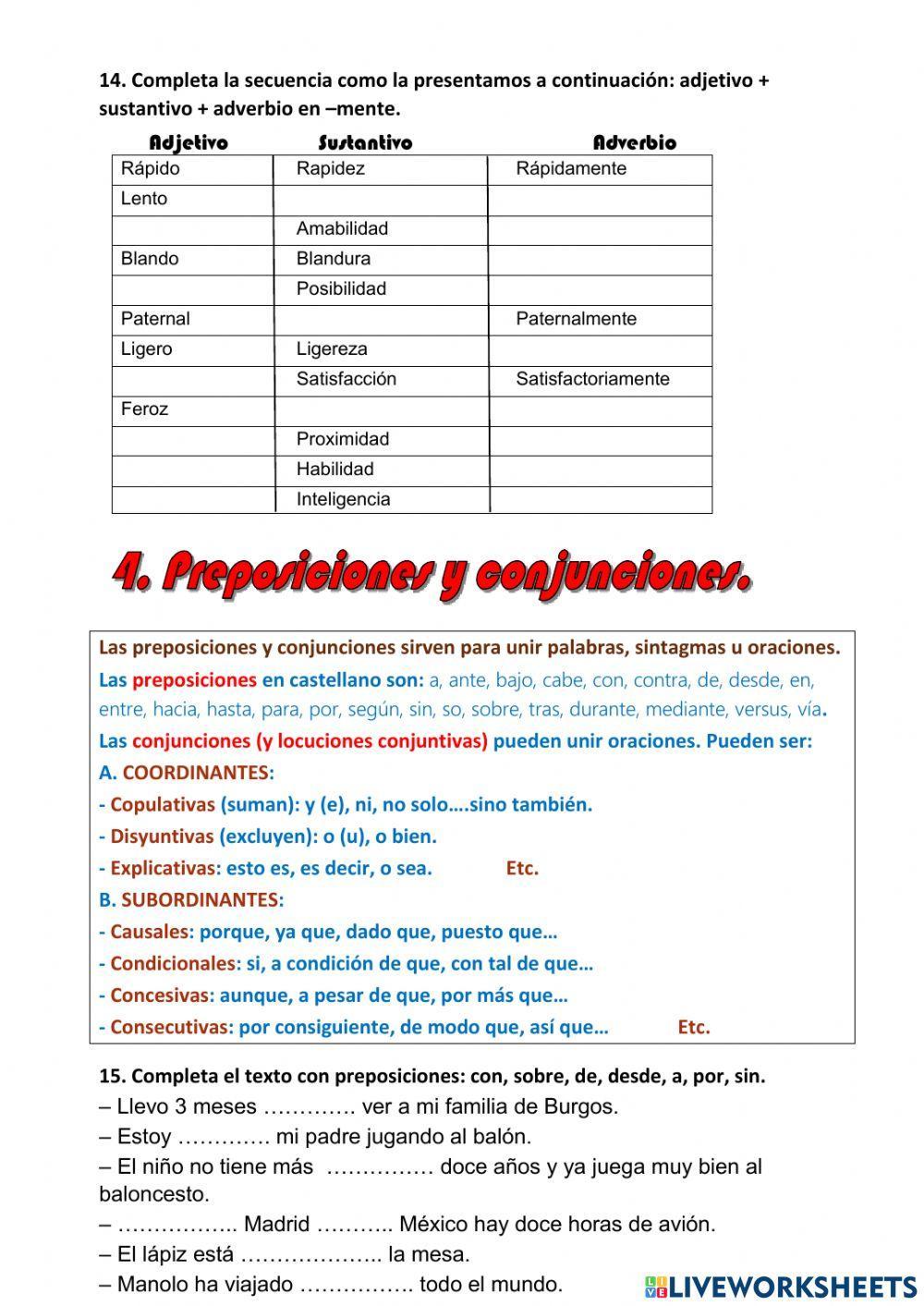 Sustantivos y adjetivos