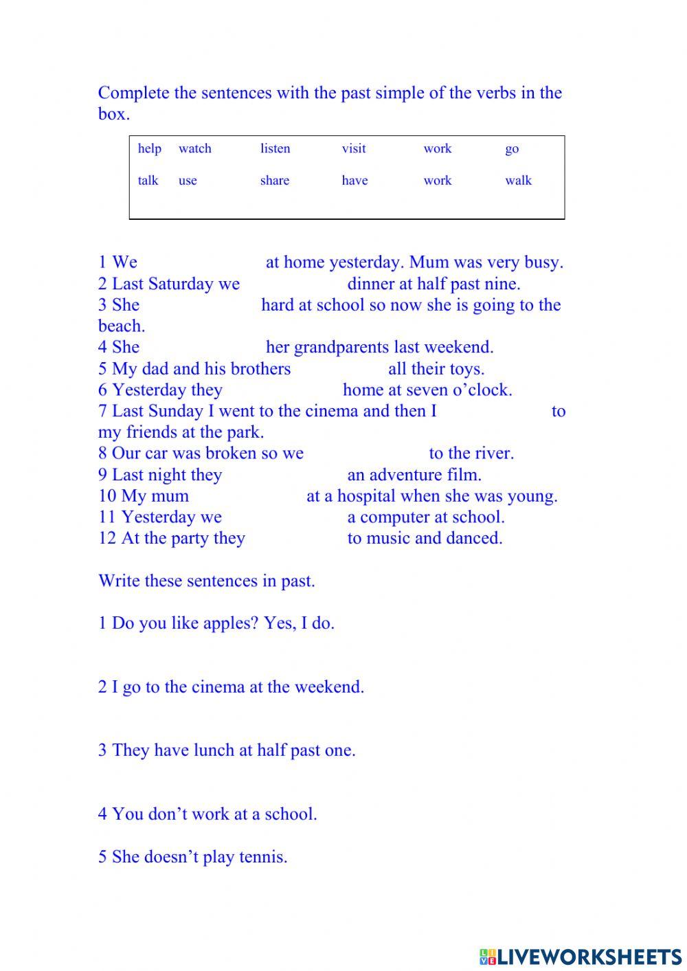 Past simple activities 1