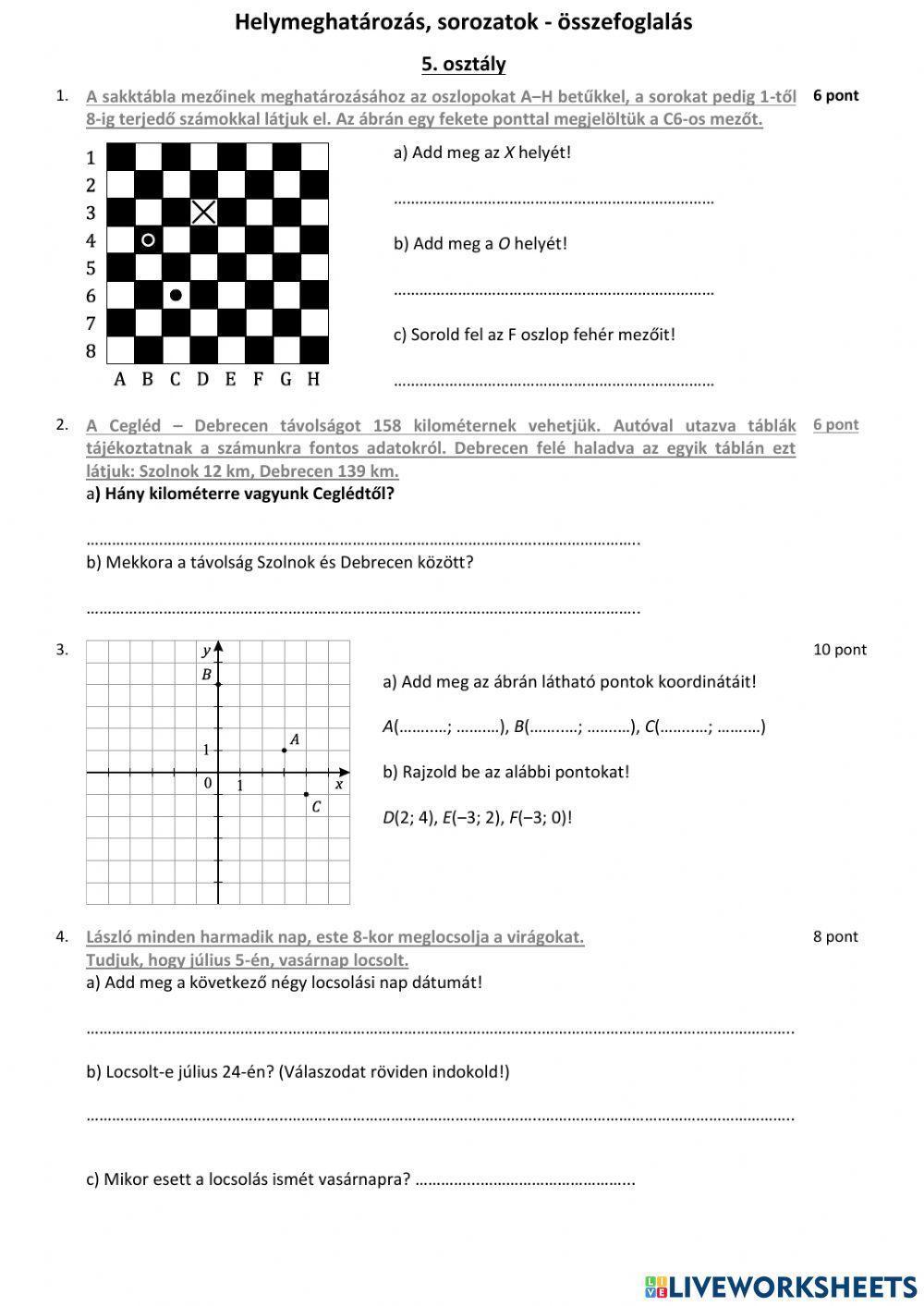 Helyzet meghatározások, sorozatok