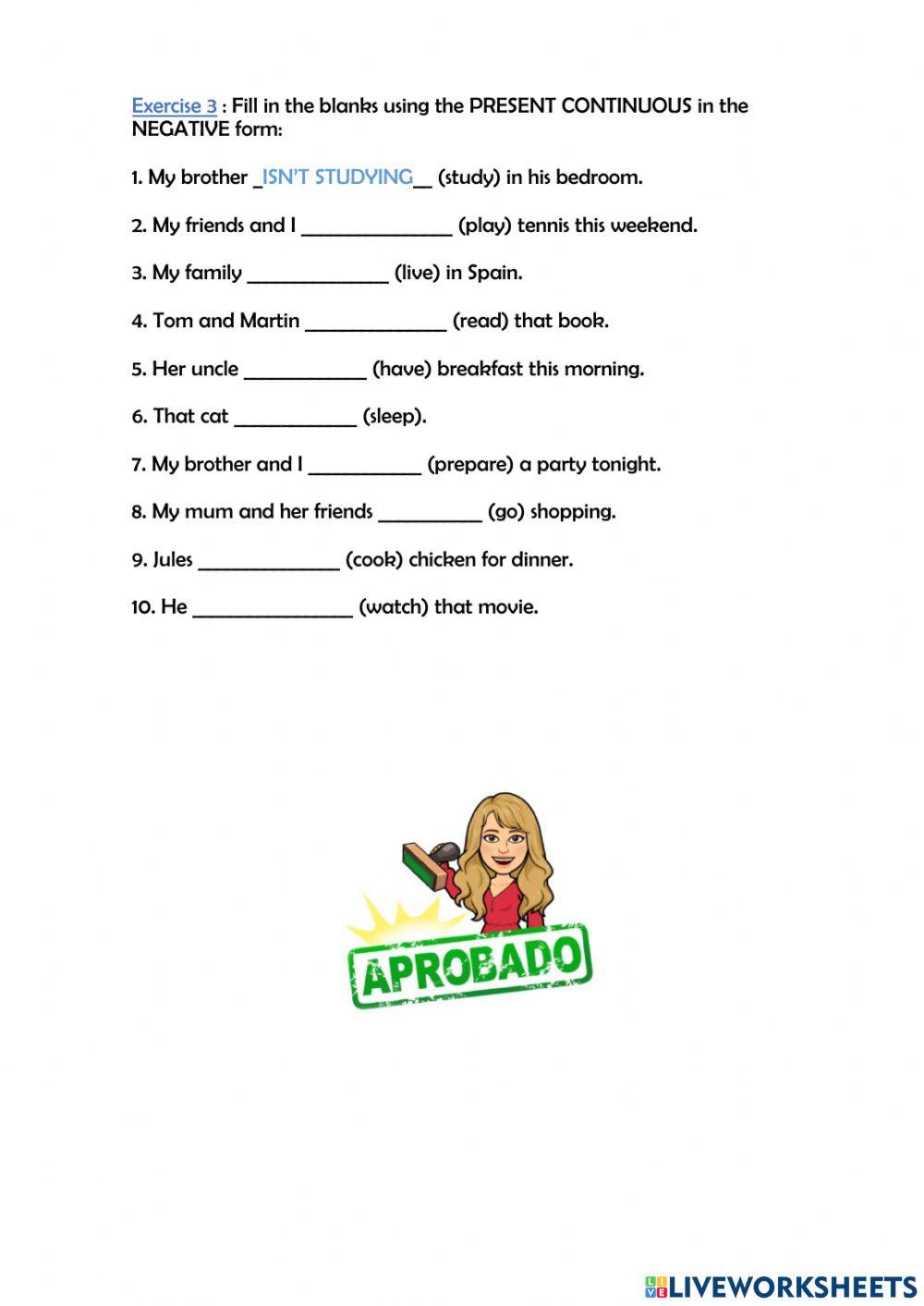 LESSON -12 - present continuous NEGATIVE