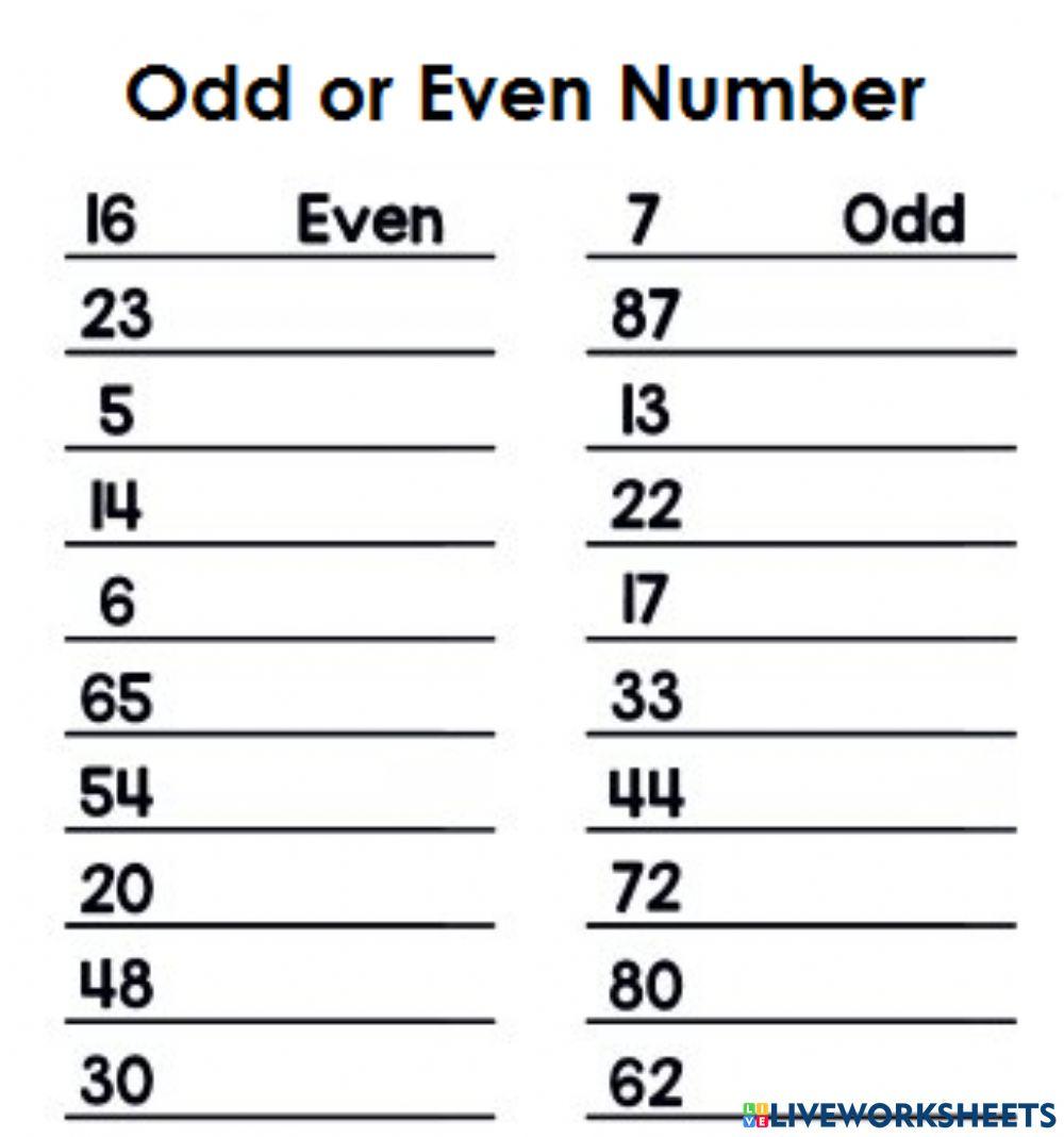Even or Odd numbers