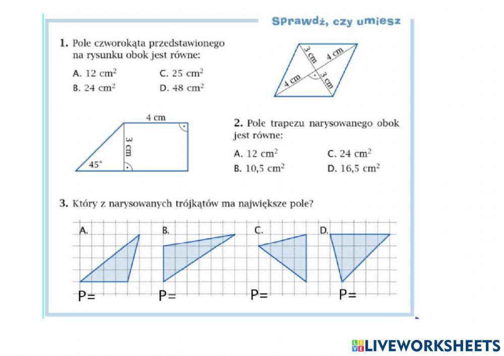 Pola czworokątów