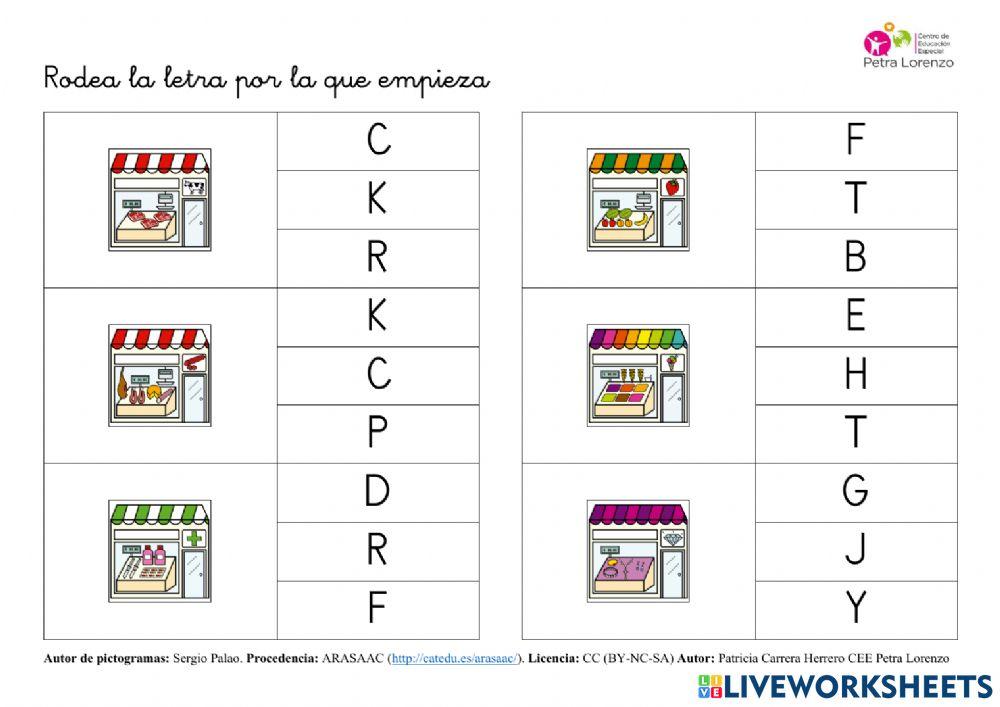 SA Profesiones. Vocabulario (letra por la que empieza)