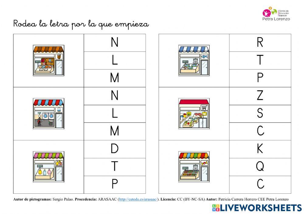 SA Profesiones. Vocabulario (letra por la que empieza)