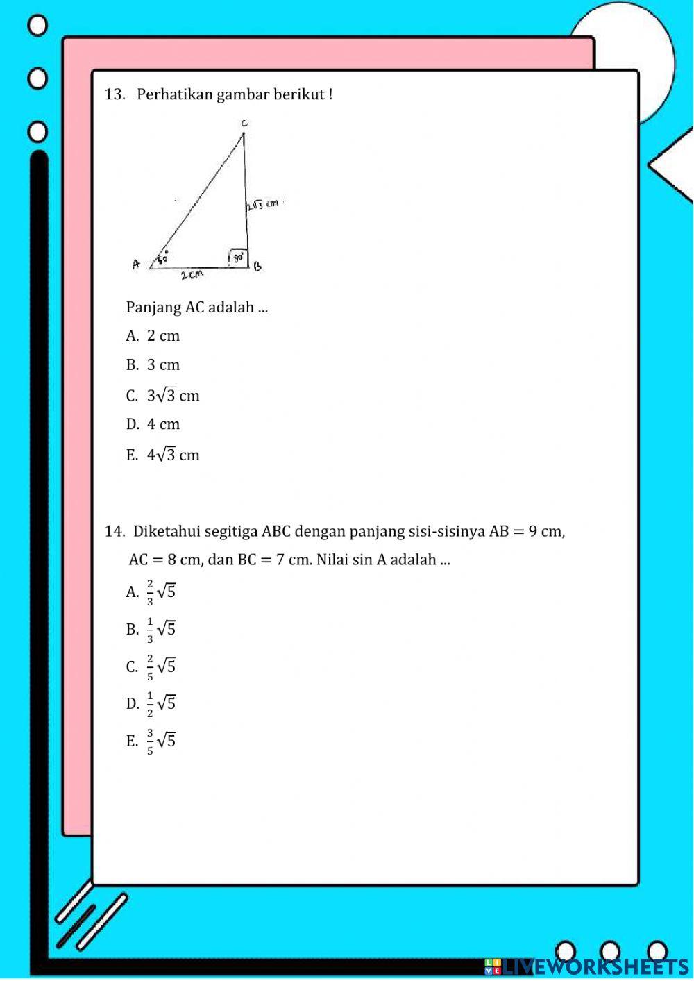 Trigonometri (aturan sinus dan cosinus)