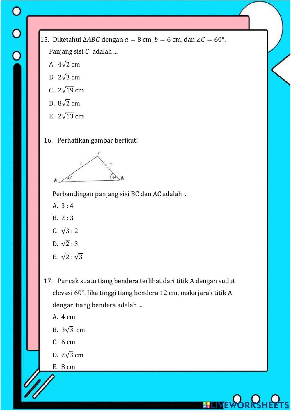 Trigonometri (aturan sinus dan cosinus)