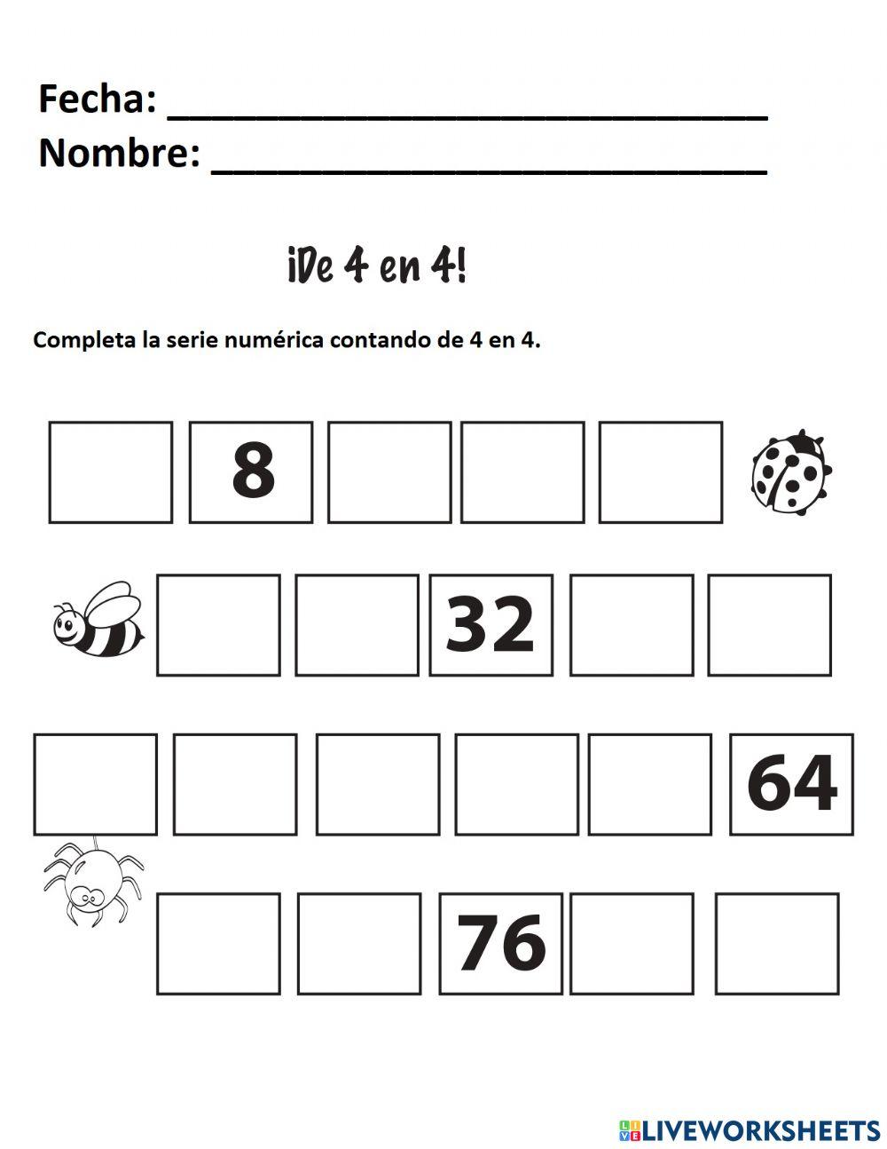 Serie numérica de 4 en 4