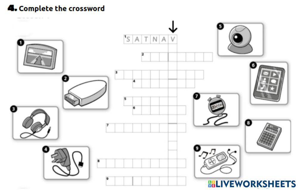 Electronic gadgets crossword worksheet Live Worksheets